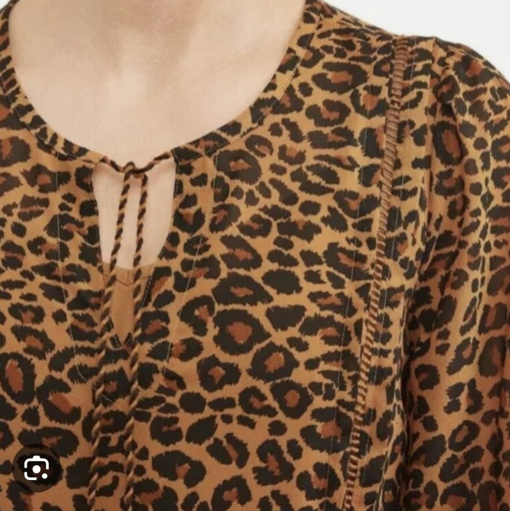 Time and Tru Leopard Print Long Sleeve Dress Sz Medium 8-10 - Picture 4 of 9